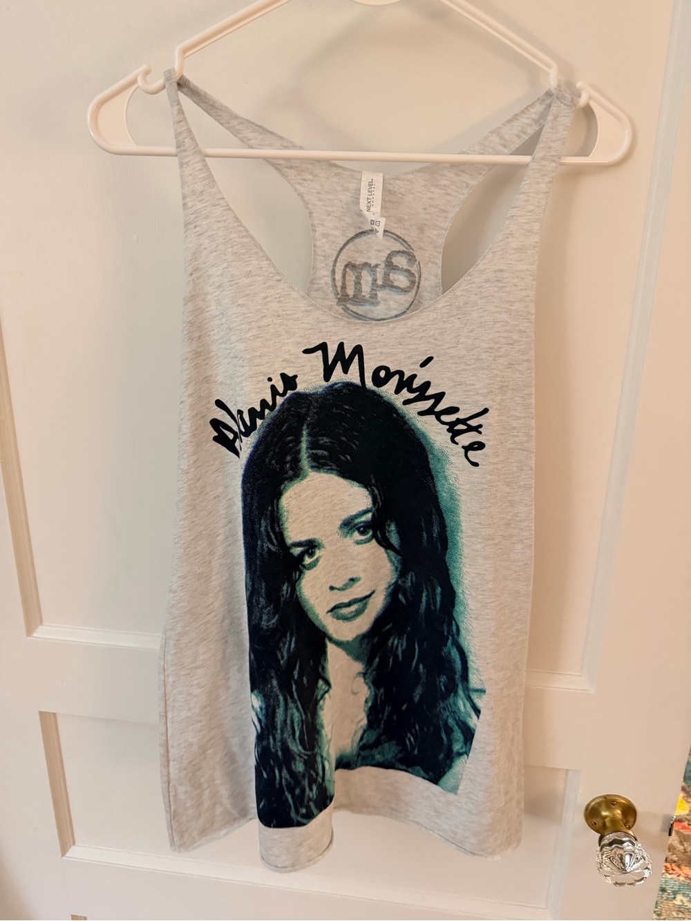 Next Level Apparel Grey Tank with Teal & Black Portrait Graphic